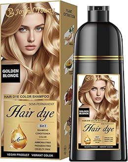 Joyful Young Hair Dye Shampoo 3-in-1, Golden Blonde Semi-Permanent Gray Hair Coverage, Color Depositing Shampoo for Women & Men, Vegan, Ammonia-Free