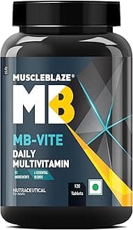 MuscleBlaze MB-Vite Daily Multivitamin (120 Tablets) | With 51 Ingredients & 6 Blends | Vitamins & Minerals, Prebiotic & Probiotics, Amino Acid Blends | For Energy, Stamina & Recovery