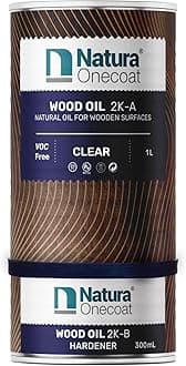 2 Components Wood Stain Oil, 1.3 L, Clear, Easy to Apply, Very Low Odor, Linseed Oil, Interior Furniture & Floors, Dries Fast, VOC/Solvent Free, Durable Hardwax