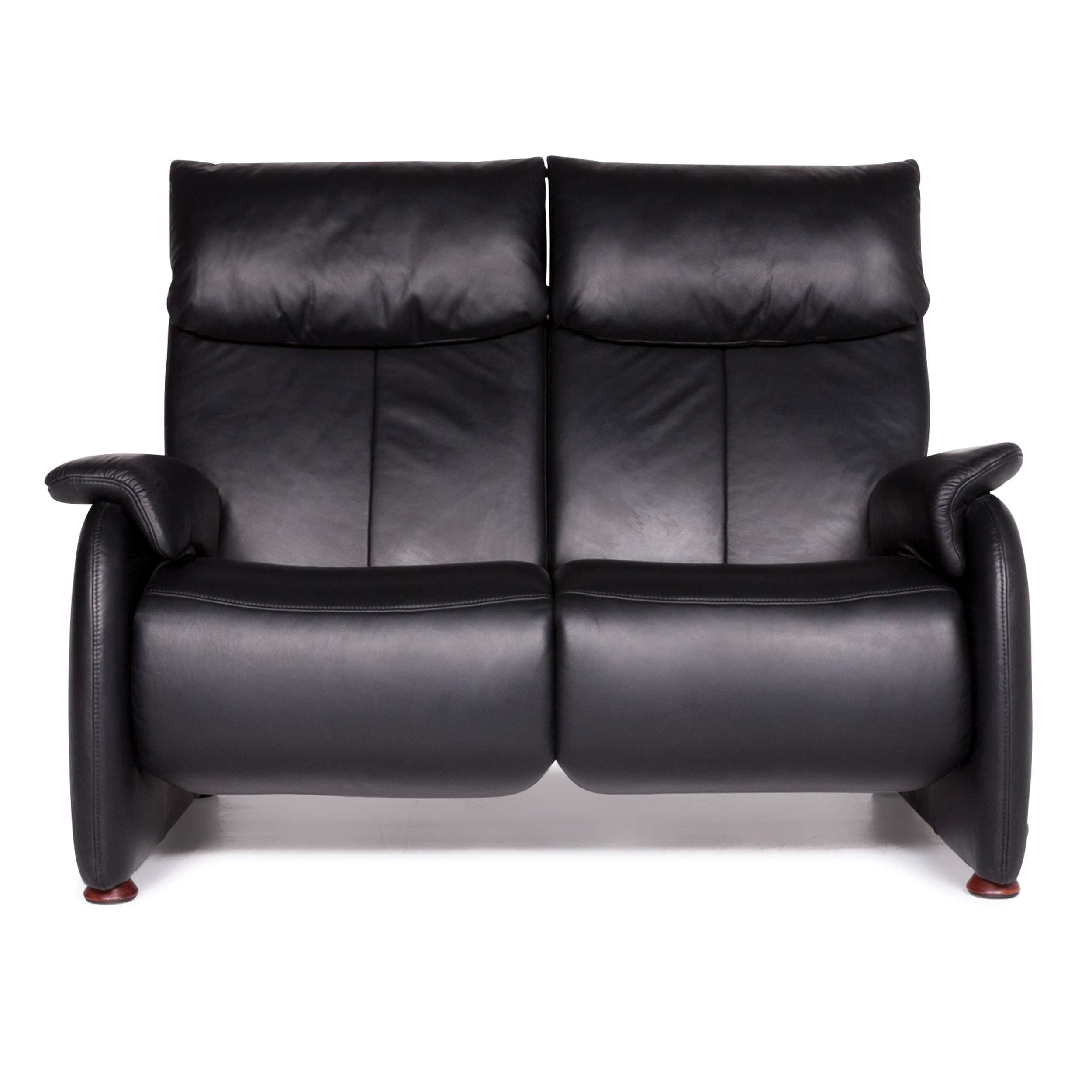 Himolla designer leather sofa black two-seater function couch