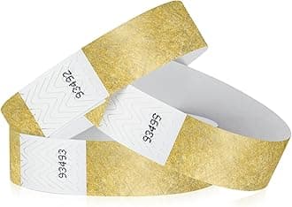 500 WristCo Metallic Gold Tyvek Wristbands for Events - ¾” x 10” - Waterproof Recyclable Comfortable Tear Resistant Paper Bracelets Wrist Bands for Concerts Festivals Admission Party