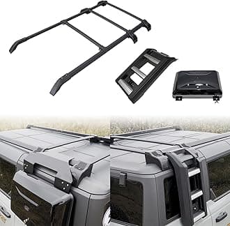 Extended Roof Rack Cross Bars & Side Ladder & Side Box for 2021-2025 Ford Bronco 4Door Hard Top Rooftop Cargo Accrssories Luggage Rack (Except Bronco Sport)