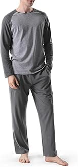 DAVID ARCHYMen's Combed Cotton Soft Sleepwear Long Sleeve Top and Bottom Pajama Set Short Sleeve Set
