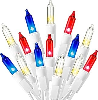 Dazzle Bright 4th of July Lights, 20FT 100 Count Independence Day Mini String Lights Plug in Waterproof Christmas for Outdoor Indoor Home Party Decorations, Red Blue and White