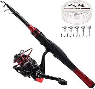 Kilitn Fishing Rod and Reel Combo, Baitcasting Combo Baitcast Reel 5 Foot Durable Fiberglass Telescopic Rod with Fishing Line Full Kits Comfortable Handle