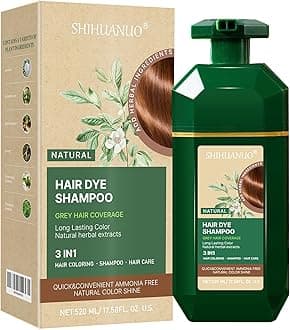 Hair Dye Shampoo 3 in 1 for Gray Hair Coverage, Herbal Ingredients Natural Shampoo Hair Dye for Women & Men/Ammonia-Free 520ml(Dark Brown)