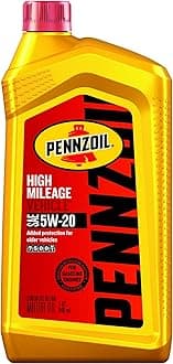 PennzoilHigh Mileage Synthetic Blend 5W-20 Motor Oil for Vehicles Over 75K Miles (1-Quart, Case of 6)