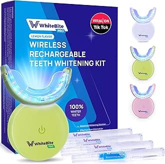 Whitebite Pro Teeth Whitening Kit for Sensitive Teeth – 32X LED Light + 35% Carbamide Peroxide Gel + Remineralizing Gel | Dental-Grade Whitening at Home Flavor Lemon
