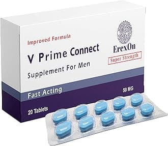 Erexon - V Prime Connect 20 Blue Pills for Men - 50MG Powerful and Fast Acting Tablets - Naturally Extracted Blue Pill Supplement for Energy and Stamina Support - Male Performance & Enhancement