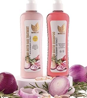 NATURAL SANT - Onion Biotin and Rosemary Shampoo & Treatment Set for Stronger, Thicker and Longer Hair - Soft and Shine, Hair Loss and Thinning, Growth Shampoo, Paraben Free, Silicone Free