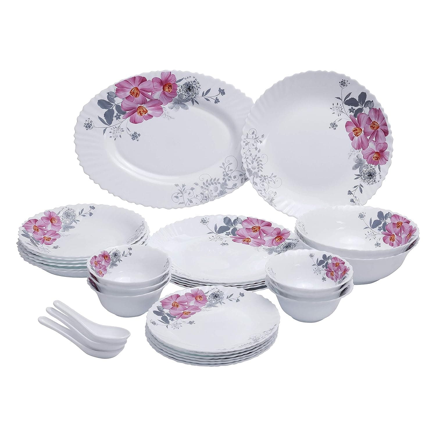 33 Pcs Opal Ware Dinner Set