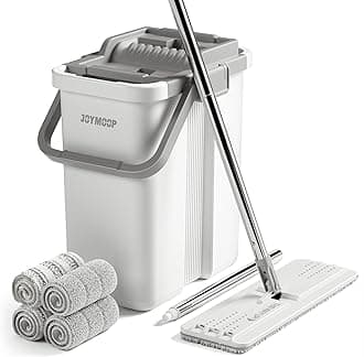 JOYMOOP Mop and Bucket with Wringer Set, Flat Squeeze Mop Flat Head, Dust Mop...