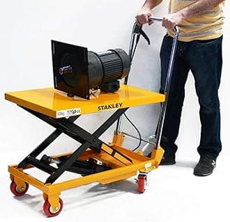 X500 Hydraulic Mobile Table Lifter, Scissor Lift Trolley With Lockable Rear Casters, And Proportional Lowering, Height(340-900 Mm), 500 Kg Capacity, Yellow Colour
