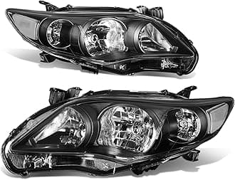 Auto Dynasty Headlights Assembly Headlamps Replacement Compatible with Toyota Corolla Sedan 2011 2012 2013, Driver and Passenger Side, Black Housing Clear Corner