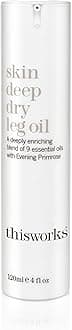 This WorksSkin Deep Dry Leg Oil, 120 ml - Body Oil for Dry Skin - Nourishing Body Moisturiser Enriched with 19 Essentials Oils including Sandalwood, Jojoba, Coconut and Rose Oil for a Hydrating Glow