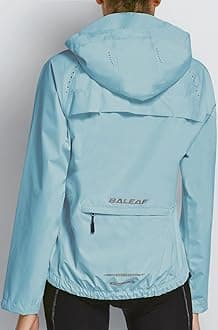 BALEAF Women's Running Rain Jackets Waterproof Windbreaker Windproof Lightweight Cycling Jackets Reflective Packable Hooded