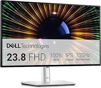 U2424H UltraSharp 24 Inch FHD (1920x1080) Monitor, 120Hz, IPS, 5ms, 98% DCI-P3, 2x USB-C, 2x DisplayPort, HDMI, 3x USB, 3 Year Warranty, Silver