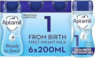 1 First Infant Baby Milk Ready to Use Liquid Formula, from Birth, 6x200 ml