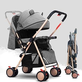 2 in 1 Baby Stroller, Newborn Convertible Bassinet Lightweight Travel Stroller for 0-36 Months - Easy Fold & Compact Stroller with Canopy, Storage Basket, Multi-Position Recline