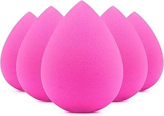 BEAKEY5 Pcs Makeup Sponges, Latex-Free Beauty Sponge for Flawless Liquid, Cream, and Powder Application, Rose Pink Sponges
