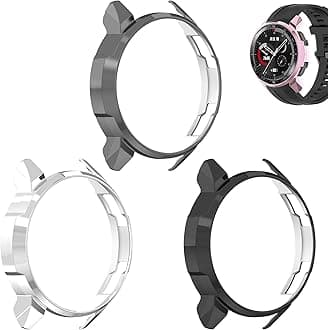 FitTurnFitTurn Compatible with Huawei honor watch GS pro case,Soft Fashion Plated Metal Color Frame Shock Resistant Proof Cover Protective Protector Shell Bumper Accessory TPU silicone Case (Tricolor-B)