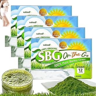 SBG Salveo Barley Grass, Salveo Barley Grass Powder, SBG ON The GO, 100% Pure Salveo Well Organic Barley Grass Juice Powder, Brought to Your Pure Health, Excrete Body Waste in Just 2 Weeks(4boxs)