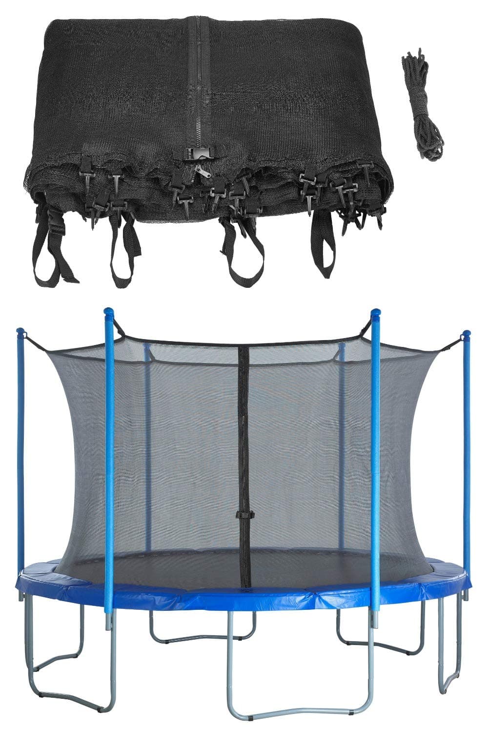 Upper Bounce Machrus Round Trampoline Net Replacement, Tear and Weather-Resistant with Adjustable Straps, Lightweight, Foldable