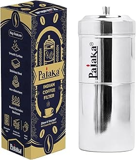 PAJAKA South Indian Filter Coffee Maker 2-4 Cup Mug Madras Kaapi Kappi Drip Decoction Maker Brewer Dripper Stainless Steel Medium Size (200 ML) | Pour Over Coffee Makers for Home & Kitchen