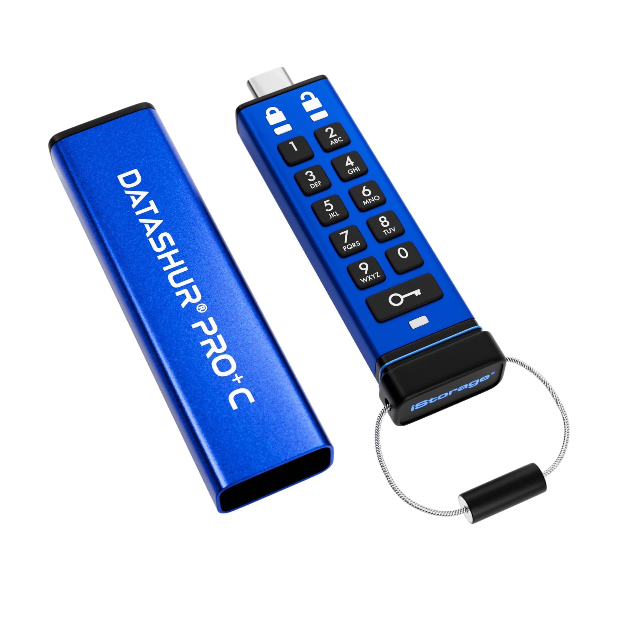 iStorage datAshur Pro+C 128GB | Secure USB Type-C Memory Stick | FIPS 140-3 Level 3 Pending | PIN Protected | Type C-A Adapter Included.