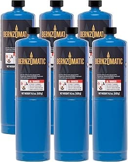 Bernzomatic Standard Propane Fuel Cylinder, Portable and Versatile for Torches, Camping Stoves, Grilling, Soldering, and Outdoor Cooking (6 Pack)