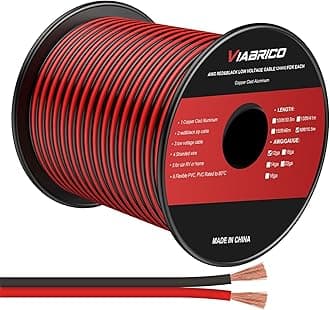 12Gauge 50FT Electrical Wire Cable 2 Conductors Red Black Cable Hookup LED Lighting Strips Flexible Wire Extension Cord 12AWG Copper Clad Aluminum Copper Wire 12V/24V DC Cable