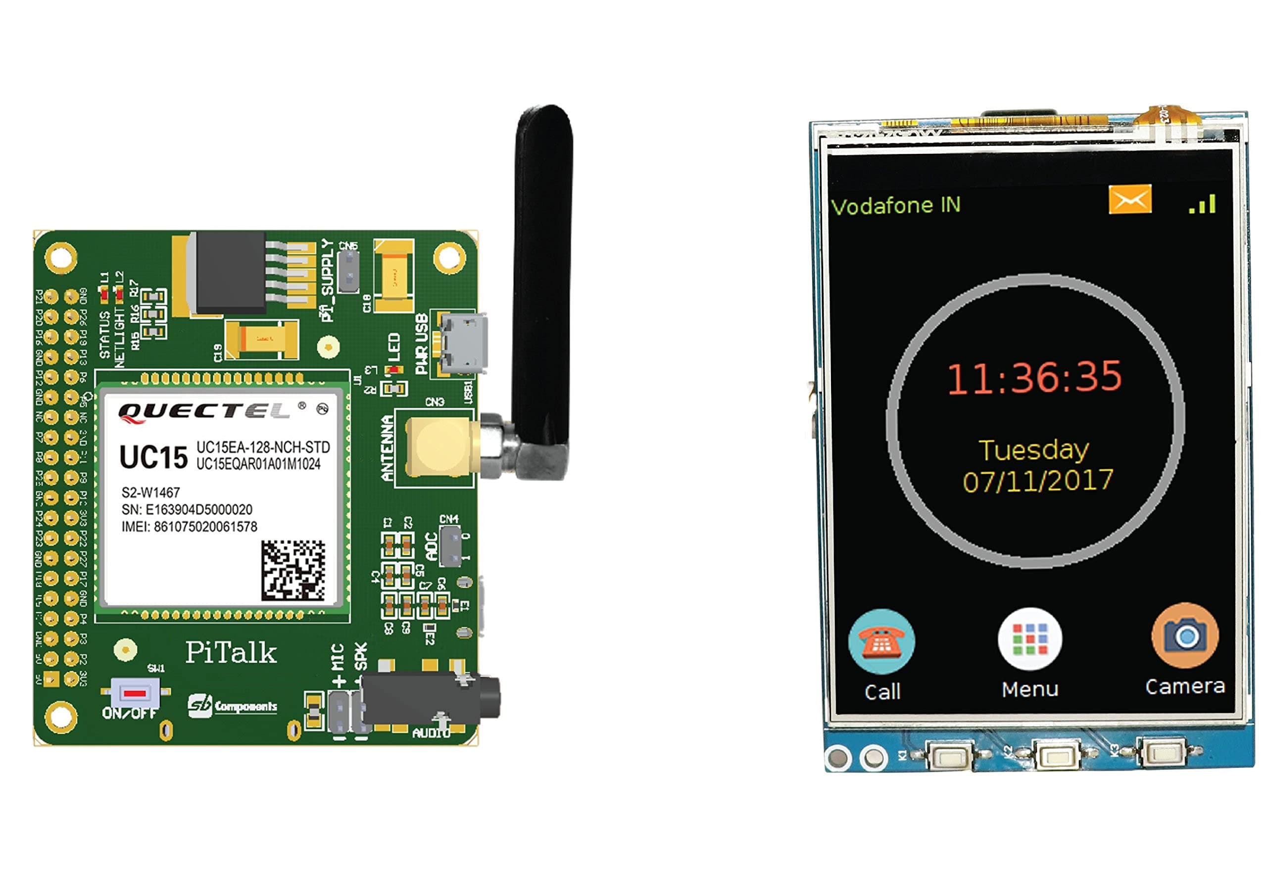 3G IOT Enabled & Modular Smartphone Hat for Raspberry Pi, 3G/GSM Shield for Raspberry Pi (USA & Canada Version) with 3.2" LCD Screen