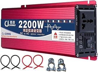 Upgraded high Power 6000W 8000W 10000W 12000W 16000W Pure Sine Wave Power Inverter 12V 24V 48V DC to 110V 220V AC Converter with LED Display for Car/RV Home Solar System(2200W,12Vto220V)