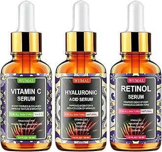 3 Pack Face Serum Set - Includes Vitamin C, Retinol & Hyaluronic Acid - Firming, Brightening & Hydrating - Reset Your Skin Day and Night