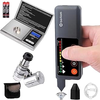 Rechargeable Professional Diamond Tester Pen with UV Light,Rechargeable Diamond Tester Pen＋200g/0.01g Mini Jewelry Scale＋60X Mini LED Magnifying,Professional Diamond for Novice and Expert