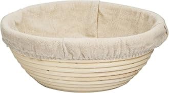 eoocvt 6.3 inch Round Banneton Brotform Bread Dough Proofing Rising Rattan Handmade Basket with Linen Liner Cloth - 16 x 6cm
