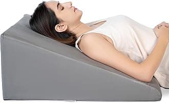 FOVERA Wedge Cushion | 2 Years Warranty | Wedge Pillow Memory Foam for Back Support, Acid Reflux, Snoring, GERD, Leg Elevation, Pregnancy (Velvet Grey, Large 11" Height)