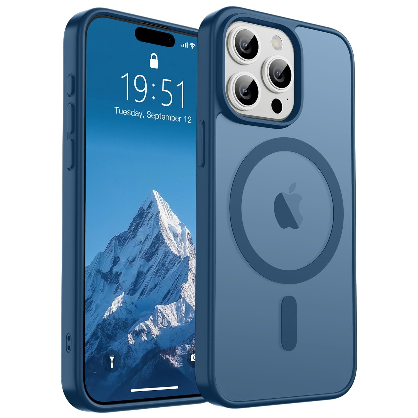 SUPFINE Magnetic for iPhone 15 Pro Max Case(Compatible with MagSafe)(Military Grade Drop Protection) Slim Translucent Matte Shockproof with Anti-Fingerprint Phone Case,Deep Blue