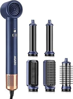Imperial Multifunctional 6-in-1 Hair Styler, Brushless 1200W Motor, High Speed Ionic Hair Dryer, Blow Dryer Brush, Detachable Hair Styling Tools, Volumizing, Drying, Smoothing, Men & women, Blue