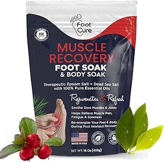 Muscle Relief Soak with Epsom Salts - All Natural Salts for Post Workout Recovery - Softens Calluses - Soothes Sore & Tired Feet, Odor Scent, Spa Pedicure Made in USA - 16oz (Pack of 1)