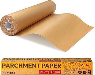 Katbite 15in x 115ft, 145 Sq.Ft Parchment Paper Roll for Baking, Non-Stick Longer Unbleached Parchment Roll for Cooking, Air Fryer, Steaming, Bread