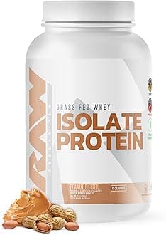Whey Isolate Protein Powder, Peanut Butter - 100% Grass-Fed Sports Nutrition Protein Powder for Muscle Growth & Recovery - Low-Fat, Low Carb, Naturally Flavored & Sweetened - 25 Servings