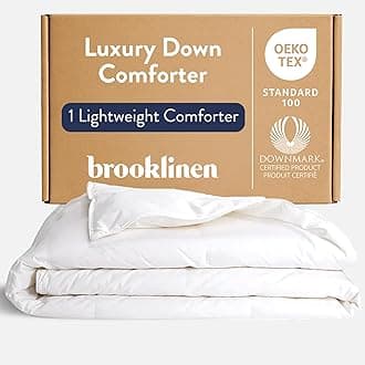 Brooklinen Lightweight Luxury Down Comforter, 100% Natural Canadian Duck Down Duvet Insert - 650 Fill Power, 100% Cotton Shell, Full/Queen Size Comforter for Warm Sleepers