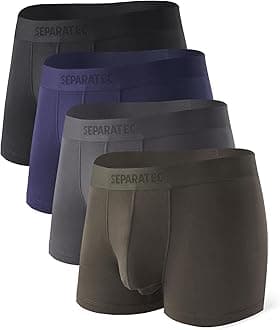 Separatec Mens Trunks Underwear with Dual Pouch Mens Underwear, Soft Breathable Rayon Made from Bamboo Trunks for Men
