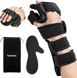 Stroke Resting Hand Splint Right&Left Resting Hand Splint with Finger Separator Functional Night Immobilizer Wrist Finger Brace for Carpel Tunnel Pain,Sprain Fracture,Tendonitis (Right,Black)