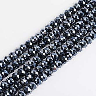 8mm Black Rondelle Glass Beads for Jewelry Making 320pcs Faceted Briolette Shape Crystal Spacer Beads Assortments Supplies Accessories for Bracelet Necklace for Wholesale
