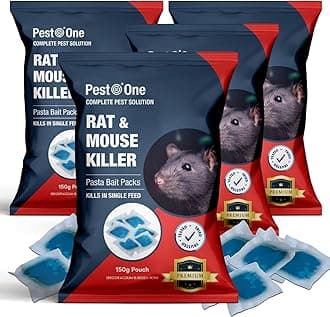Rat Pasta Bait Mouse Poisoning Blue Pasta Sachets Rodent Control Pasta Bait Single Feed Rat Mice Killer Pasta Max Strength Blue Pasta Rodent Control 150g (15x10g sachet) Pack of 4.