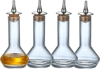 Glass Bitters Bottle with with Stainless Steel Dasher Top Set of 4 (50ml Set of 4)