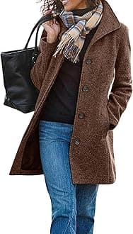 Women's Casual Thicken Wool Blend Stand Collar Single Breasted Pea Coat
