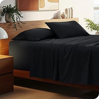 Bare Home Full Sheet Set - 22" Deep Pockets - College Dorm Size - Luxury 1800 Ultra-Soft Microfiber Full Bed Sheets - Easy Fit - Extra Soft - 4 Piece Set - Bed Sheets (Full, Black)